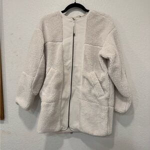Lululemon Collarless Textured Fleece Full Zip jacket in the color White Opal